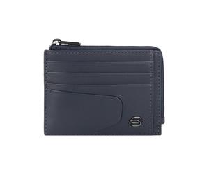 Piquadro Akron Custodia per carta di credito Protezione RFID Pelle 11.5 cm blu