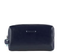 PIQUADRO - Beauty Case 2 Scomparti - Pelle Blue Square - Unisex - Blu Notte