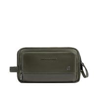 PIQUADRO - Beauty Case Uomo in Pelle - Colore Verde - Elegante e Compatto da Viaggio