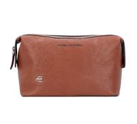 Piquadro Black Square Borsa da toilette Vera Pelle 23 cm marrone