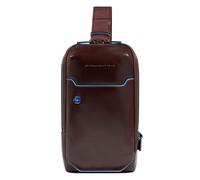 Piquadro Borsa a tracolla quadrata blu in pelle 28 cm marrone