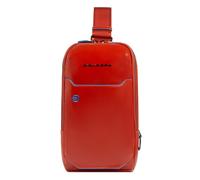 Piquadro Borsa a tracolla quadrata blu in pelle 28 cm rosso