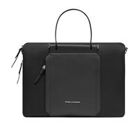 PIQUADRO - Borsa da lavoro sottile - Pelle e tessuto di qualità - Colore Nero - Donna