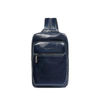 PIQUADRO - Borsa monospalla convertibile in zaino in pelle - Colore Blu notte - Uomo elegante