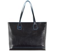 Piquadro Borsa Shopper quadrata blu in pelle 35 cm nero