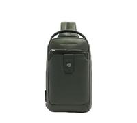 PIQUADRO - Monospalla per Tablet Mini Portabile a Zaino - Uomo - Verde | In pelle, Protezione antifrode RFID, Alloggio per tracker, Ufficio e tempo libero, Uso quotidiano, Spallacci ergonomici