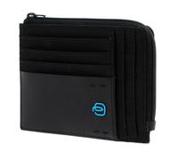 PIQUADRO P16 Bustina portamonete, documenti e carte di credito in pelle e tessuto ad uno scomparto, Chevron/Nero