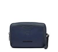 PIQUADRO - Pochette Uomo in Pelle - 2 Divisori Interni - Tracolla Rimovibile - Compatta - Colore Blu