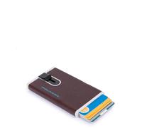 PIQUADRO Porta Carte di Credito Pelle,meccanismo in Metallo, Accessori da Viaggio-Portafogli Unisex-Adulto, Mogano, Talla única