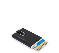 PIQUADRO Porta Carte di Credito Pelle,meccanismo in Metallo, Accessori da Viaggio-Portafogli Unisex-Adulto, Nero, Talla única