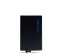 PIQUADRO - Portacarte Blue Square Automatico - Metallo e Pelle, Sliding System, RFID - Colore Blu Notte