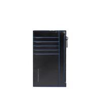 PIQUADRO - Portacarte Blue Square - in Pelle - Protezione RFID, 10 fessure per carte, 1 comparto interno e porta monete - Nero - Unisex