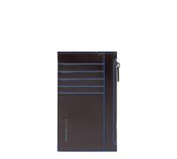 PIQUADRO - Portacarte Blue Square - in Pelle - Protezione RFID, 10 fessure per carte, 1 comparto interno e porta monete - Colore Mogano - Unisex