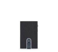 PIQUADRO - Portafoglio Compatto Modus Automatico - in Metallo e Pelle - Porta Monete e Protezione RFID, 2 comparti interni - Colore Nero - Uomo
