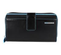 Piquadro Portafoglio quadrato blu RFID in pelle 17,5 cm nero