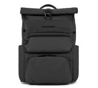PIQUADRO, Roll-top backpack for computer and iPad® with bike helmet strap, sternum strap, anti-theft cable and RFID anti-fraud protection, NERO