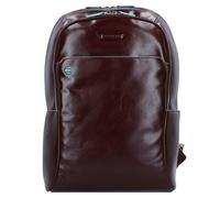 Piquadro Zaino blu quadrato in pelle 43 cm Scomparto per laptop marrone