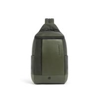 PIQUADRO - Zaino Monospalla con Chiusura a Impronta Digitale - Uomo - Verde | Pelle e tessuto, Protezione antifrode RFID, Ufficio e tempo libero, Uso quotidiano, Spallacci ergonomici