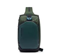 PIQUADRO - Zaino monospalla porta iPad Mini in pelle e tessuto - Colore Verde - Uomo