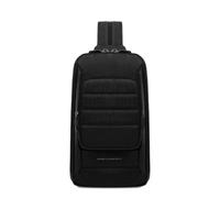 PIQUADRO - Zaino Monospalla Porta Tablet Mini - Uomo - Nero | Pelle e tessuto, Protezione antifrode RFID, Resistente all'acqua, Alloggio per tracker, Ufficio e tempo libero