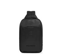 PIQUADRO - Zaino Monospalla Uomo - Scomparto compatibile con iPadmini®, Protezione RFID, Pelle Pregiata - Colore Nero