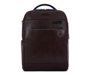PIQUADRO - Zaino Porta PC 14" e iPad in Pelle - Colore Mogano - Unisex Professionale