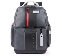 PIQUADRO - Zaino - Porta PC 15,6" - Luce LED - In Pelle - Compatto e Versatile - Uomo - Colore Grigio Nero