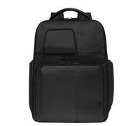 PIQUADRO - Zaino Porta PC 17" in Pelle e Tessuto Tecnico - Uomo - Nero | Aggancio per Trolley, Spallacci imbottiti, Ampio, Vani organizzati, Business, Viaggio, Uso Quotidiano