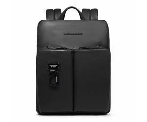 PIQUADRO - Zaino Slim Espandibile PC 14" Pelle - Uomo - Colore Nero
