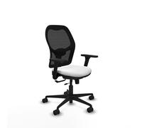 Piqueras y Crespo - Sedia bianca per scrivania con bracci 3D, supporto lombare regolabile in altezza. Dotato di sincro/traslack e schiuma iniettata. Nero/Bianco