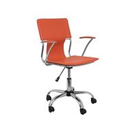 Piqueras y Crespo Sedia da ufficio ergonomica con braccia fisse, regolabile in altezza e girevole a 360 gradi, seduta e schienale imbottiti in Finta Pelle arancione