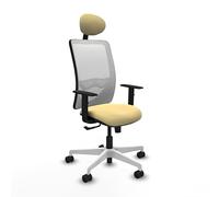 Piqueras y Crespo - Sedia da ufficio Zulema con braccioli 1D, supporto lombare regolabile in altezza e testiera fissa. Dotato di sincro 3 posizioni e schiuma di taglio. Bianco/Crema
