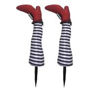 Piquets De Jambes De Sorcière - Lot De 2 Pattes De Sorcière Colorées Pour Jardin Pelouse Allée | Décoration Extérieure Effrayante D'Halloween, Accessori De Fête Fantaisie Pour Maison Et Cour