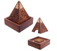 Piramide Brucia Incenso in Legno Sheesham con Buddha