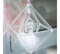 Piramide canora di cristallo da 7 pollici Merbaka con percussore e cinghia sospesa, piramide cantante al quarzo curativa con il suono