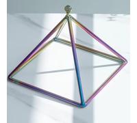 Piramide canora in cristallo arcobaleno da 8 pollici con percussore in cristallo e cinghia sospesa, piramide cantante in quarzo colorato curativo con il suono(Pyramid)