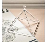 Piramide cantatrice in cristallo trasparente, strumenti di guarigione del suono con corda di sospensione e percussore in cristallo, strumento musicale di guarigione per yoga, meditazione(14in)