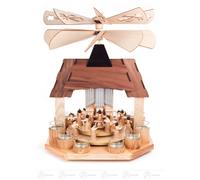 Piramide Con Angeli, 2 Piatti E 2 Ruote, Per Candele Tealight 34 cmx44 cmx32 cm