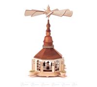 Piramide Con Chiesa Seiffener E Kurrende, Per Candele D=14MM 20,5CMX29CMX20,5CM