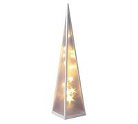 Piramide con stelle rotanti, con 20 LED, luce bianca calda, decorazione a forma di stella da 60 cm, cono di lucea effetto olografico