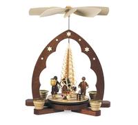 Piramide da Tavolo Con Candele Erzgebirgsfiguren Arco a Sesto Acuto Albero Chip