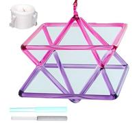 Piramide di canto in cristallo di quarzo Mokaba Merkaba bicolore rosa-viola, strumento musicale di guarigione dei chakra perfetti, con due tipi di percussore(9 inch+bag)