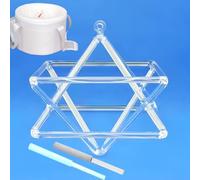 Piramide di canto in cristallo di quarzo trasparente Mokaba Merkaba, con due tipi di percussore for la terapia del suono, la meditazione, lo yoga(5 inch+bag)