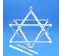 Piramide di canto in cristallo di quarzo trasparente Mokaba Merkaba, con due tipi di percussore for la terapia del suono, la meditazione, lo yoga(7 inch)
