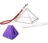 Piramide di canto in cristallo di quarzo trasparente, per la preghiera di meditazione curativa del suono, strumento musicale curativo, con percussore di cristallo e borsa per il trasporto, 8