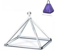 Piramide di cristallo con custodia for il trasporto, percussore di cristallo e cinghia for appenderla, strumento musicale for la guarigione del suono e la meditazione(8inch)