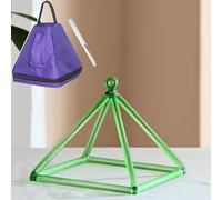 Piramide di cristallo di quarzo colorato, strumento musicale curativo sonoro, con borsa for il trasporto, percussore di cristallo e cinghia for appenderlo(11inch)
