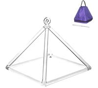 Piramide di cristallo di quarzo for la guarigione sonora e la meditazione, dotata di custodia for il trasporto, percussore di cristallo e cinghia for appenderla(10ich)