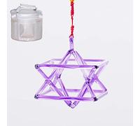 Piramide di cristallo di quarzo otticamente trasparente for meditazione curativa del suono, piramide di Merkaba viola con martello e custodia for il trasporto(7inch)