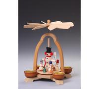Piramide di Luce Tè Con Pupazzo Neve Bxhxt Ca 17x25x17 CM Nuovo Natalizia Legno